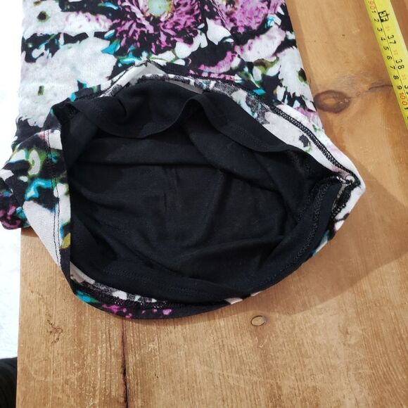 BCBG MaxAzria XSmall Long Sleeve Purple Blue Floral V-neck Bodycon Tori … - Picture 11 of 12